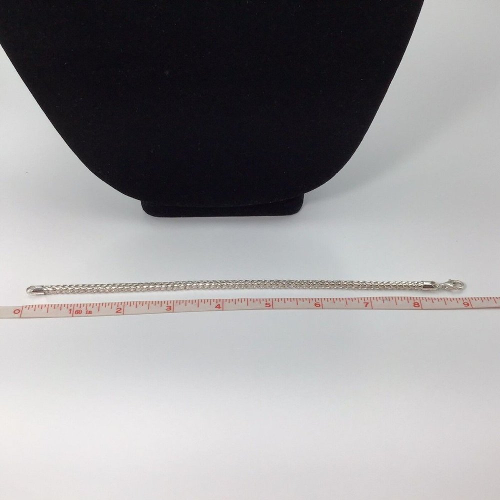 Sterling Silver Bracelet Solid Wheat Chain 9” 4mm… - image 4